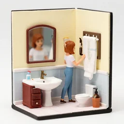 miniature diorama of emma watson's bathroom