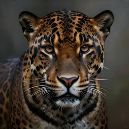 a beautiful matte painting portrait of a black jaguar, close up, ayahuasca