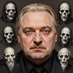 aleksandr lukashenko face is recognizable, aleksandr lukashenko is cryptkeeper from tales from the cryptkeeper, awe face, toothless horror macabre face, by donato giancola and greg rutkowski and wayne barlow and zdzisław beksinski, realistic face, digital art