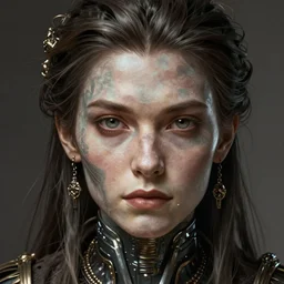 A cyborg close up portrait, D&D, fantasy, intricate, cinematic lighting, highly detailed, digital painting, artstation, concept art, smooth, sharp focus, illustration, art by Akihiko Yoshida, Greg Rutkowski and Alphonse Mucha