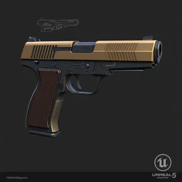 pistol concept art, unreal engine 5, 3 d, artstation, wlop, cgsociety, stylized, blueprints