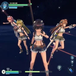 screenshot from a 3 d video game about anime girls in space