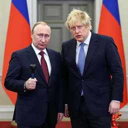 Boris Johnson showing Putin how to use a shakeweight