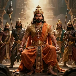 a beautiful cinematic dramatic scene from the epic war of mahabharata, by marvel studios, by universal studios, octane render, rtx reflections, unreal engine 1 5, trending on artstation, masterpiece, featured on pixiv, cinematic composition, beautiful lighting, intricate, hyper details, no frames