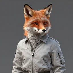 hyperdetailed anthropomorphic fox wearing a pale gray flight jacket, highly detailed portrait, unreal engine, digital painting, sharp focus illustration, artstation hq. intricate, elegant, medium shot, art by josan gonzalez