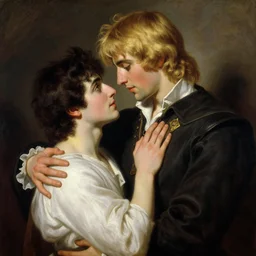 attractive male, arthur pendragon who has blond hair confesses his love to attractive male, merlin who has dark hair. highly detailed painting by gaston bussiere, craig mullins, j. c. leyendecker 8 k