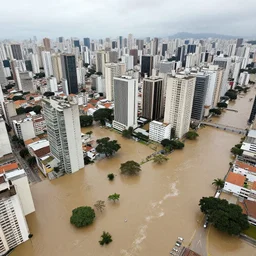aerial photo of sao paulo with a flood of 2 5 meters high, realistic, 4 k