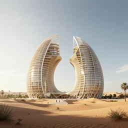 architectural rendering of biophilia building in the desert