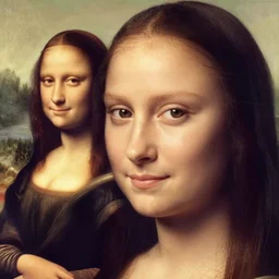 instagram selfie photo of female influencer face in studio as the mona lisa face # photooftheday # nofilter # beauty
