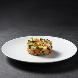 food photography, michelin star food, best chef, plate art of vegetables terrine side view high, cinematic studio lighting