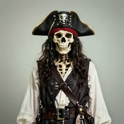 perfectly centered portrait, pirate skeleton