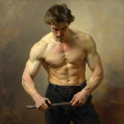 an muscular man fine painting, victorian