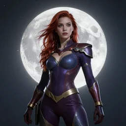 a portrait of starfire, cinematic, epic, legendery, dark comedy, nigth moon ligth, fun, inspiring, mind blowing camer shot sharp focus, detailed, digital art, artstation, concept art, sharp focus, illustration, art by waya steurbaut