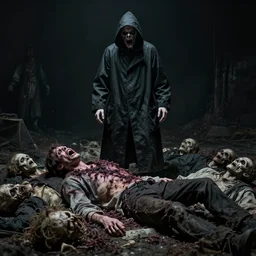 plague doctor standing over a pile of decomposing corpses, a screaming man half - eaten by maggots, studio photograph by joshua hoffine, fear, morbid, nightmare, supernatural, 8 k, highly detailed, creepy, terrifying