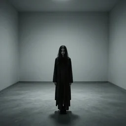 creepy figure in a large liminal space