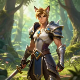 fantasy art anthro ahri league of legends forest medieval armour bright landscape depth of field hyperrealism 4 k trending furaffinity award winning photo still