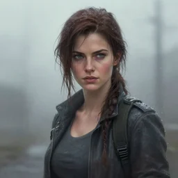 beautiful charismatic, rugged claire redfield, face centered portrait, confident, fog, rain, volumetric lighting, soft light particles floating near her, illustration, perfectly shaded, soft painting, art by krenz cushart and wenjun lin