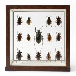 pinned alien insect collection, museum, glass case