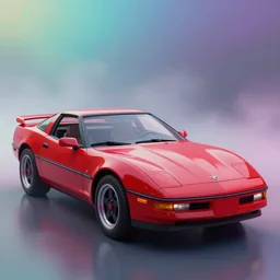 a technicolor scene of a little red corvette, eighties, artstation, smooth, hazy, mist, dream, dynamic lighting, ultrarealistic, cinematic, prismatic