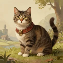 A cat in the art style of medieval time