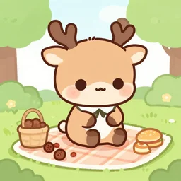 cute chibi deer picnic