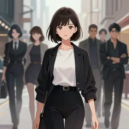 elegant girl in urban outfit, cute fine face, rounded eyes, digital painting, fan art, pixiv, by ilya kuvshinov, katsuhiro otomo ghost - in - the - shell, magali villeneuve, artgerm, jeremy lipkin and michael garmash and rob rey