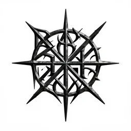 black metal band logo, metal font, unreadable, complex, complicated, intertwined, branching, black and white, grindcore