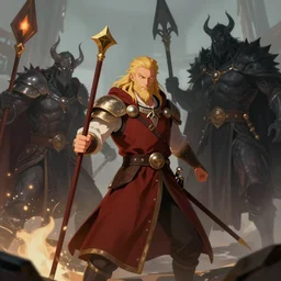 a beautiful illustration of a kind lord having a battle with the dark Lord, Trending on artstation