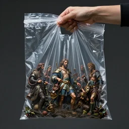 transparent plastic bag on a hand, fantasy art, ultra realistic, cinematic, cinematic, wide angle, intricate details, highly detailed by nance danforth, caravaggio, aaron horkey, boris vallejo, wayne barlowe, craig mullins, roberto ferri,