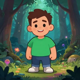 a cartoonish cute anthropomorphic Joe Rohan is in a mystical forest full of wonders, pine trees, magical atmosphere, trending on artstation, 30mm, by Noah Bradley trending on ArtStation, deviantart, high detail, stylized portrait H 704