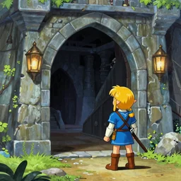 a cartoony depiction of the foreboding entrance to the first dungeon from the legend of zelda ( 1 9 8 6 ), by ellen koment, by colorkey digital studios, by hiroo isono