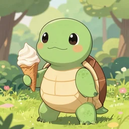 portrait of extremely stunningly cute snapping turtle girl holding icecream cone in a park, reptile face dragon type turtle kobold body, webtoon art by anton fadeev and ghibli and wlop