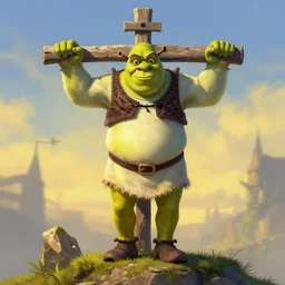 crucified Shrek, digital art