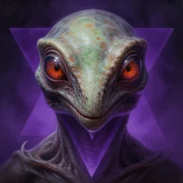 close up sci - fi cosmic horror art simon stalenhag duncan trussell reptile eyes, purple triangle dimension, elegant, highly detailed, centered, digital painting, concept art, smooth, sharp focus, illustration, artgerm, tomasz alen kopera, peter mohrbacher, donato giancola, joseph christian leyendecker, wlop, frank frazetta