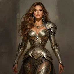 sofia vergara, passion, bravery, intricate armour costumes, light and shadow effects, intricate, highly detailed, digital painting, art station, concept art, smooth, sharp focus, illustration, art by Krenz Cushart and WLOP from ArtStation