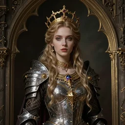 Alchemy Imperial Princess knight gothic girl. By Konstantin Razumov, highly detailded, amazing composition, gothic arch frame
