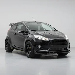 ford fiesta 4 x 4 mofificated by hoonigan, wide body kit, black and withe wrapping design, led lights, in he style of gta 5 art cover,