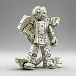 sculpture made of money