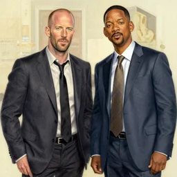 Jason Statham and Will Smith, artwork by Daniel Merriam,