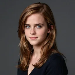 Professional portrait of male Emma Watson. Studio lighting