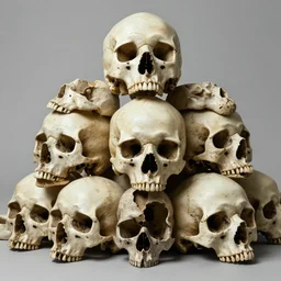 several piled skulls by beksinski