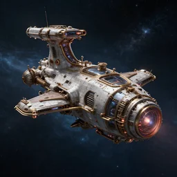 futuristic digital art of a steampunk spaceship, deep space background, n 9