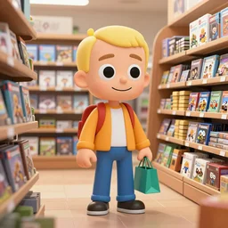 Baldi from Baldi's Basics shopping for video games in London.