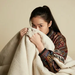 young woman hiding in a pile of blankets, pigtail hair, intricate clothing, richard avedon, martin schoeller, victor ngai, id magazine, epic scene, david cronenberg, kilian eng vibrant colours, dynamic lighting, intricate illustration, detailed, beksinski, dan mumford, artstation, greg rutkowski, sharp focus, photoreal, 8 k