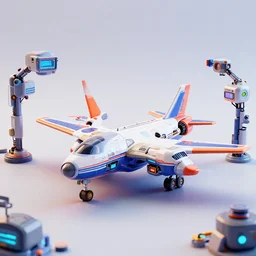 a small complete aerocraft toy, c 4 d render, central composition,, robotics, futuristic decor, cinematic light, sci fi, clean background, cybernetic machines, colorful trending on artstation, global illumination, matte painting, high detailed, unreal engine, octane render, 4 k, hd, high quality