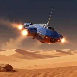 pac - man spaceship landing in the desert, dramatic lighting, lit thrusters, chris foss concept art, matte painting, digital movie backdrop