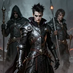 portrait of a skinny punk goth wizard wearing armor by simon bisley, john blance, frank frazetta, fantasy, thief warrior 1 0 0 0