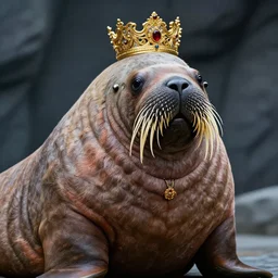 portrait of a regal walrus. Hyperdetailed