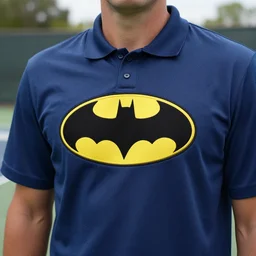 A Batman, ; on the  tennis coat, summer; 90's professional color photograph, close up, ,