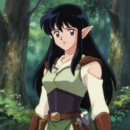 woodelf huntress, portrait, forrest background, detailed, 8 0 s anime style
